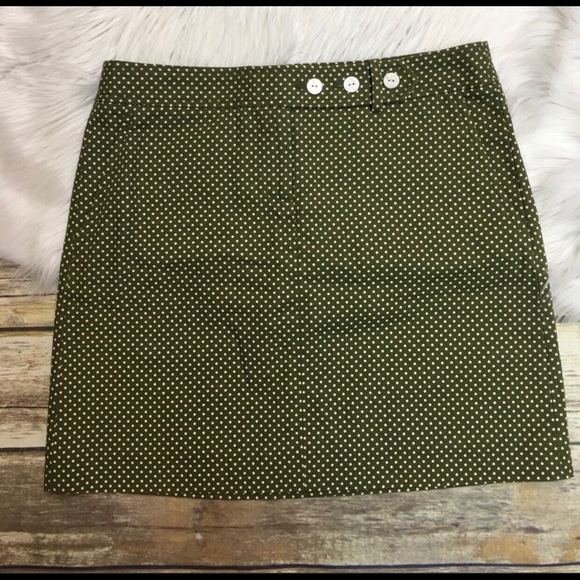 J. Crew Dresses & Skirts - J Crew Skirt Polka Dot Dark Green White 6 Mini